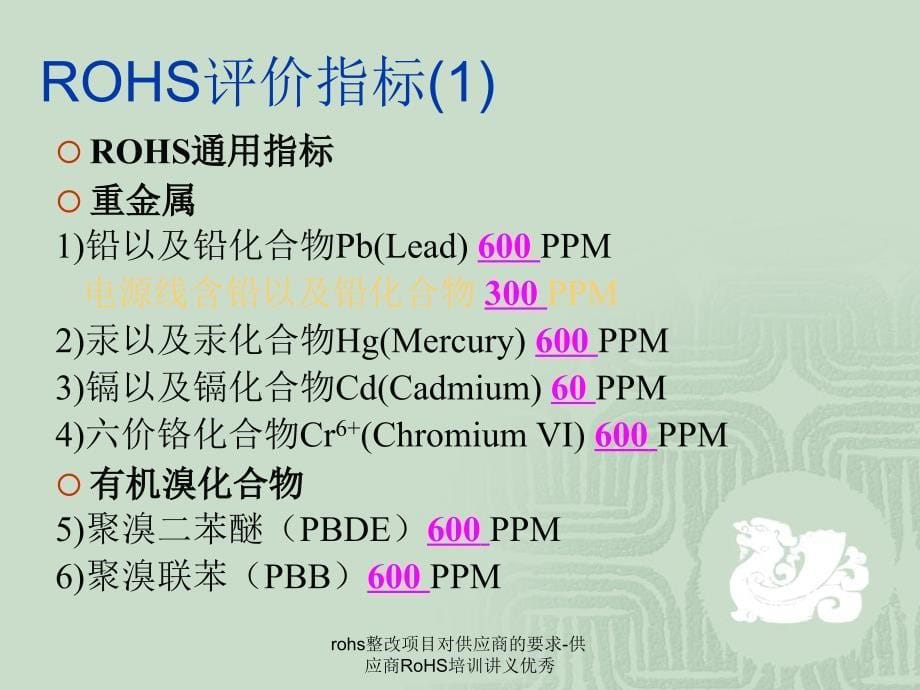 rohs整改项目对供应商的要求供应商RoHS培训讲义优秀课件_第5页