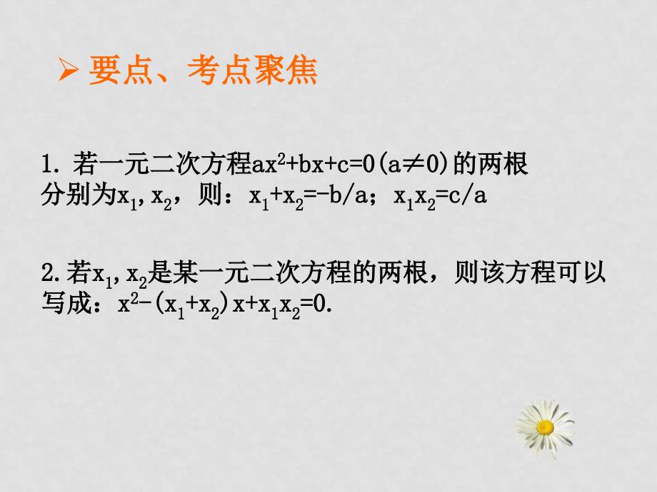 九年级数学一元二次方程根与系数的关系课件_第2页