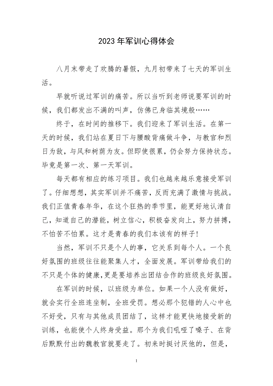 2023年军训锻炼实践会主题心得体会_第1页