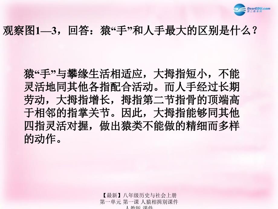 最新八年级历史与社会上册第一单元第一课人猿相揖别课件人教版课件_第4页