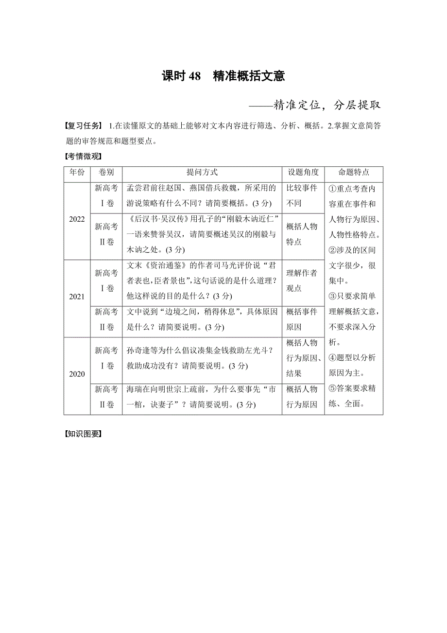 板块5 第2部分 文言文考点突破 课时48　精准概括文意——精准定位分层提取_第1页