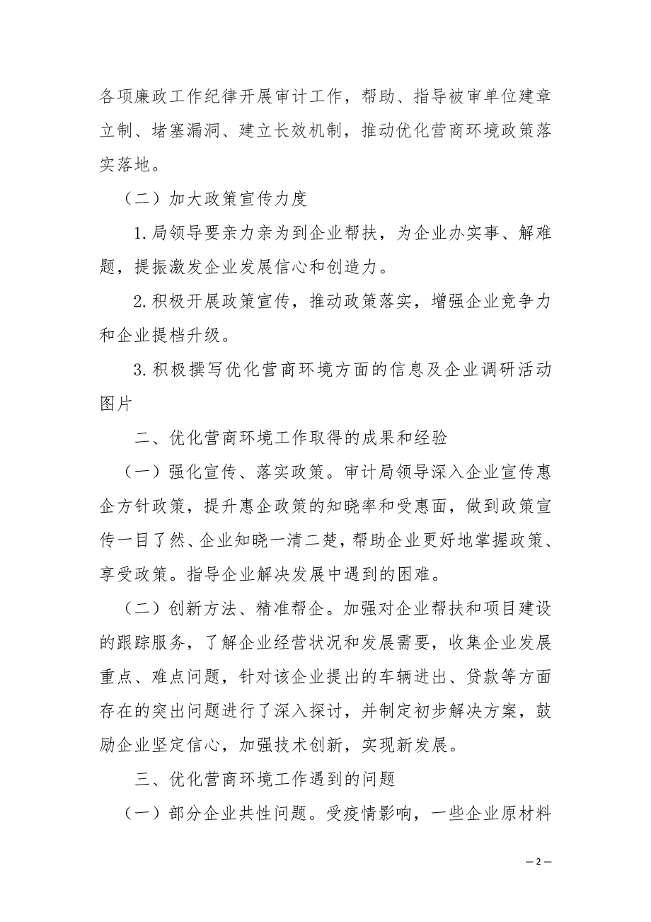 审计局优化营商环境自查自纠报告_第2页