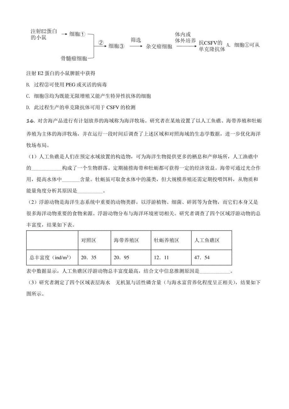 2021届北京市海淀区高三高考二模生物试卷(含详解)_第5页