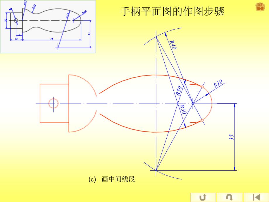 《机械制图》手柄平面图的画图步骤课件(栾旭宁).ppt_第3页