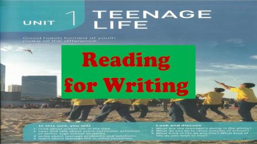 人教版（2019）必修 第一册Unit 1 Teenage life Reading for writing 课件