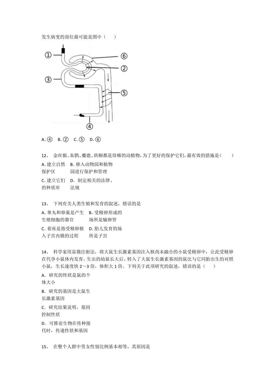 2023-2024学年江苏省初中生物九年级期末自测考试题详细答案和解析_第5页