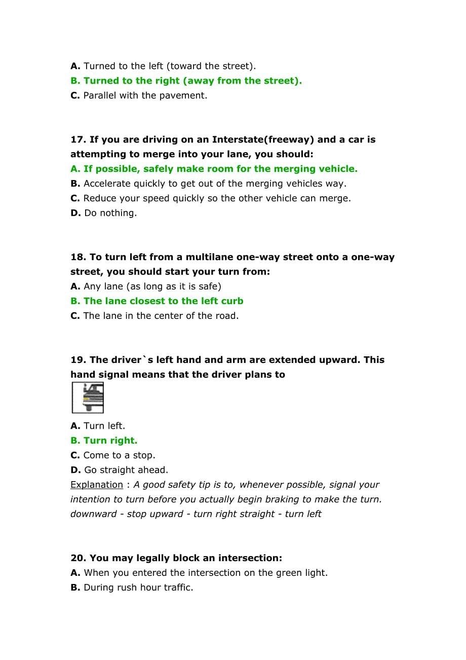 美国纽约（DMV) 交叉路口转弯问题驾照考试知识模拟测试真题(英文版)_第5页