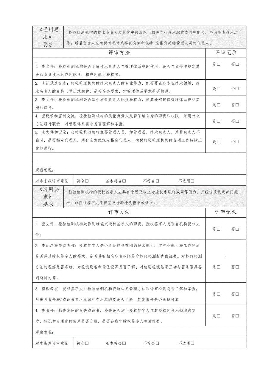 RB214通用要求内部审核检查表_第5页