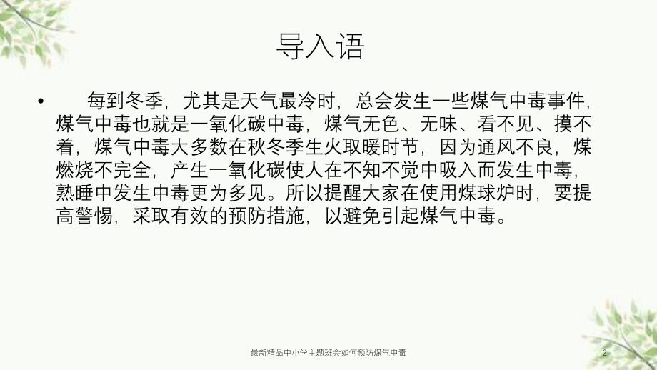 最新精品中小学主题班会如何预防煤气中毒课件_第2页