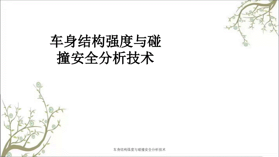 车身结构强度与碰撞安全分析技术PPT课件_第1页