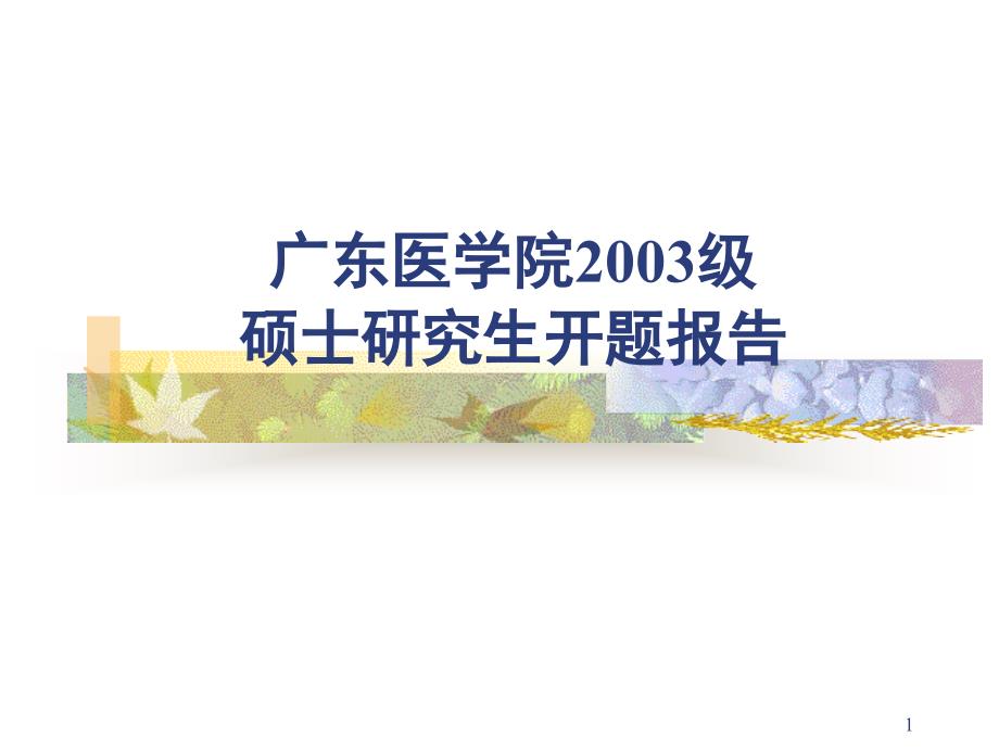 广东医学院级硕士研究生开题报告课堂PPT_第1页