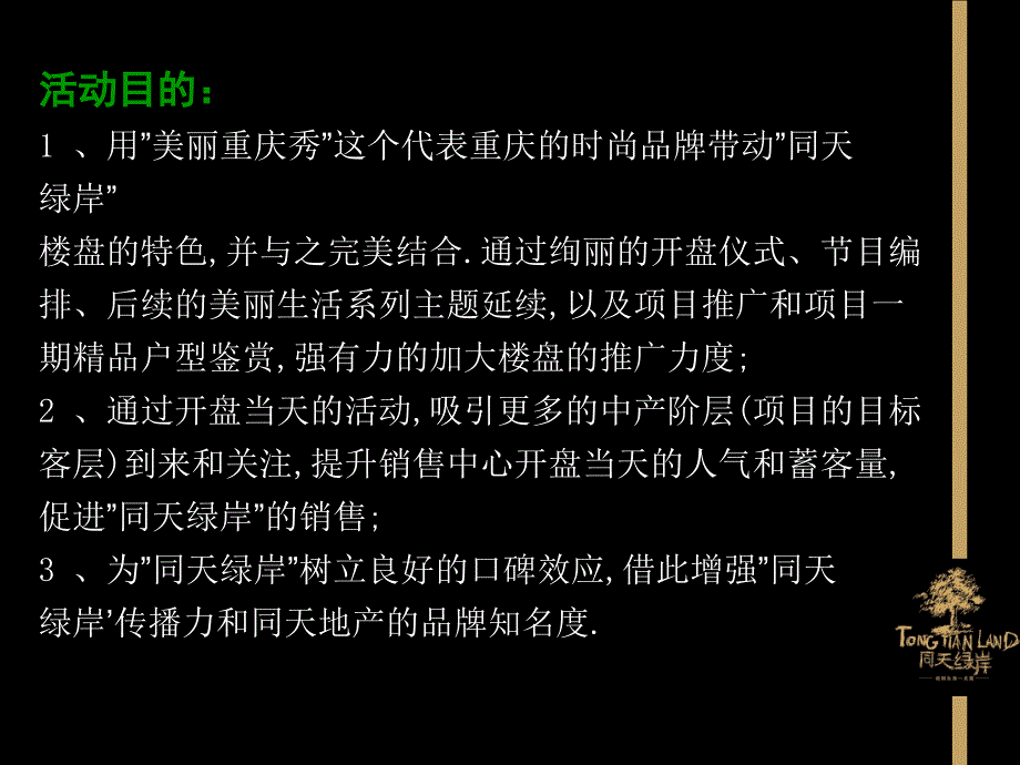 重庆同天绿岸房地产项目开盘盛典策划方案_第4页