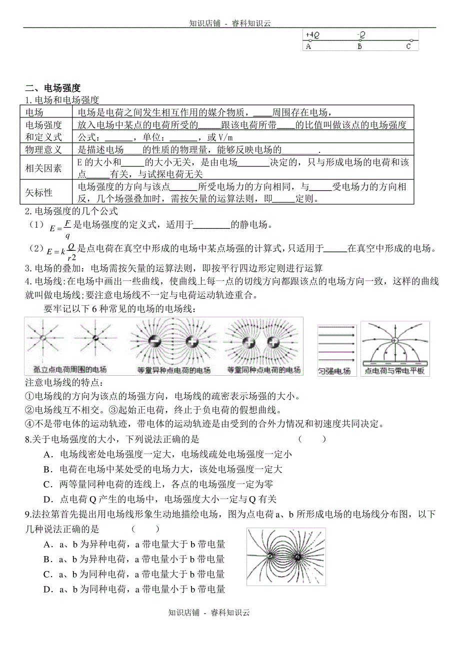 高二物理库仑定律与电场强度练习题[最新版]_第2页