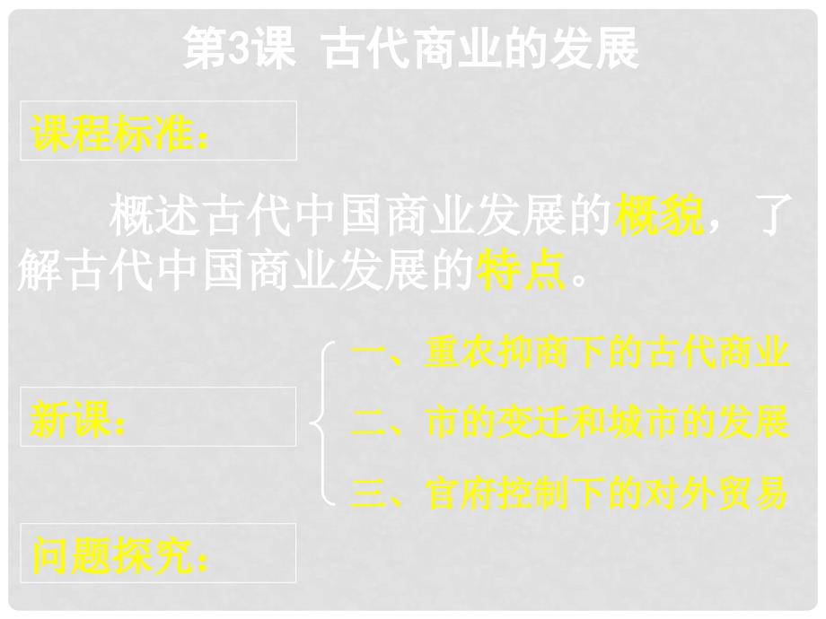 高中历史第一单元 古代我国经济的基本结构与特点 第3课古代商业的发展课件人教版必修2_第1页