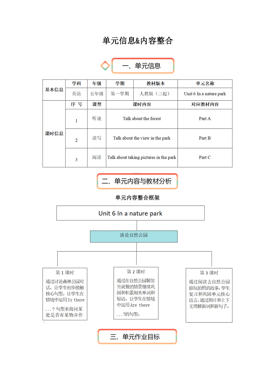 人教PEP五年级上册第六单元单元作业分析_第1页