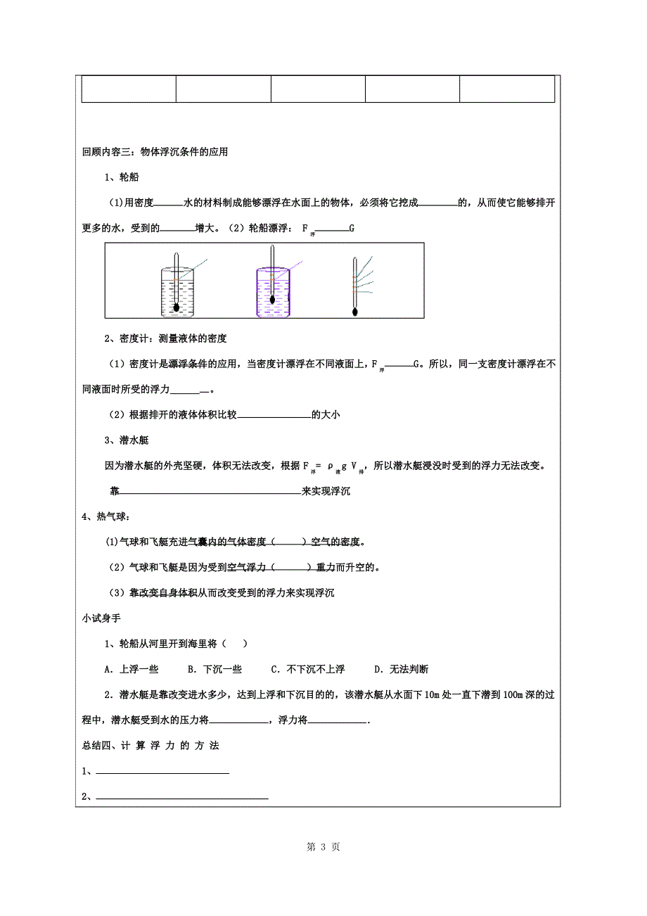 初中物理九年级《浮力》精品教案_第3页