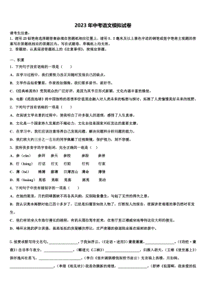 2022-2023学年安徽界首地区市级名校中考五模语文试题含解析