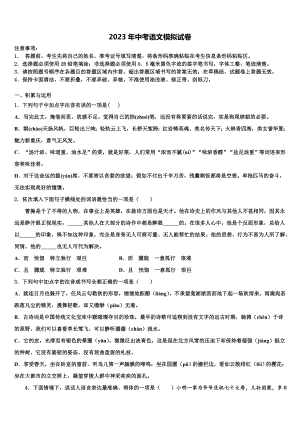 （浙教版）浙江省湖州八中重点达标名校2023年中考语文最后冲刺浓缩精华卷含解析