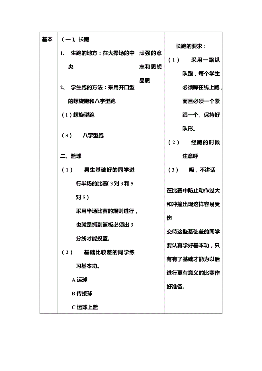 八年级体育课耐久跑和篮球第28课时教案_第4页