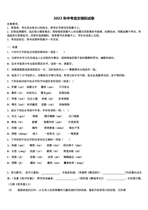 2022-2023学年安徽省安庆市桐城市第二中学中考语文对点突破模拟试卷含解析