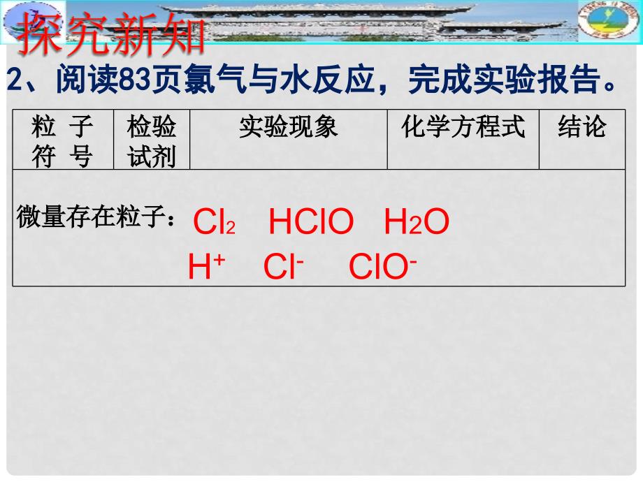 陕西省汉中市洋县中学高一化学《富集在海洋中得元素 氯》课件（2）课件 新人教版_第4页