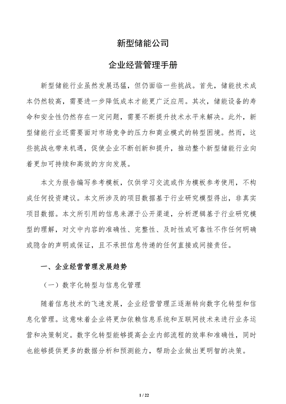 新型储能公司企业经营管理手册（范文参考）_第1页