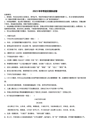 2022-2023学年甘肃省民勤县第六中学毕业升学考试模拟卷语文卷含解析