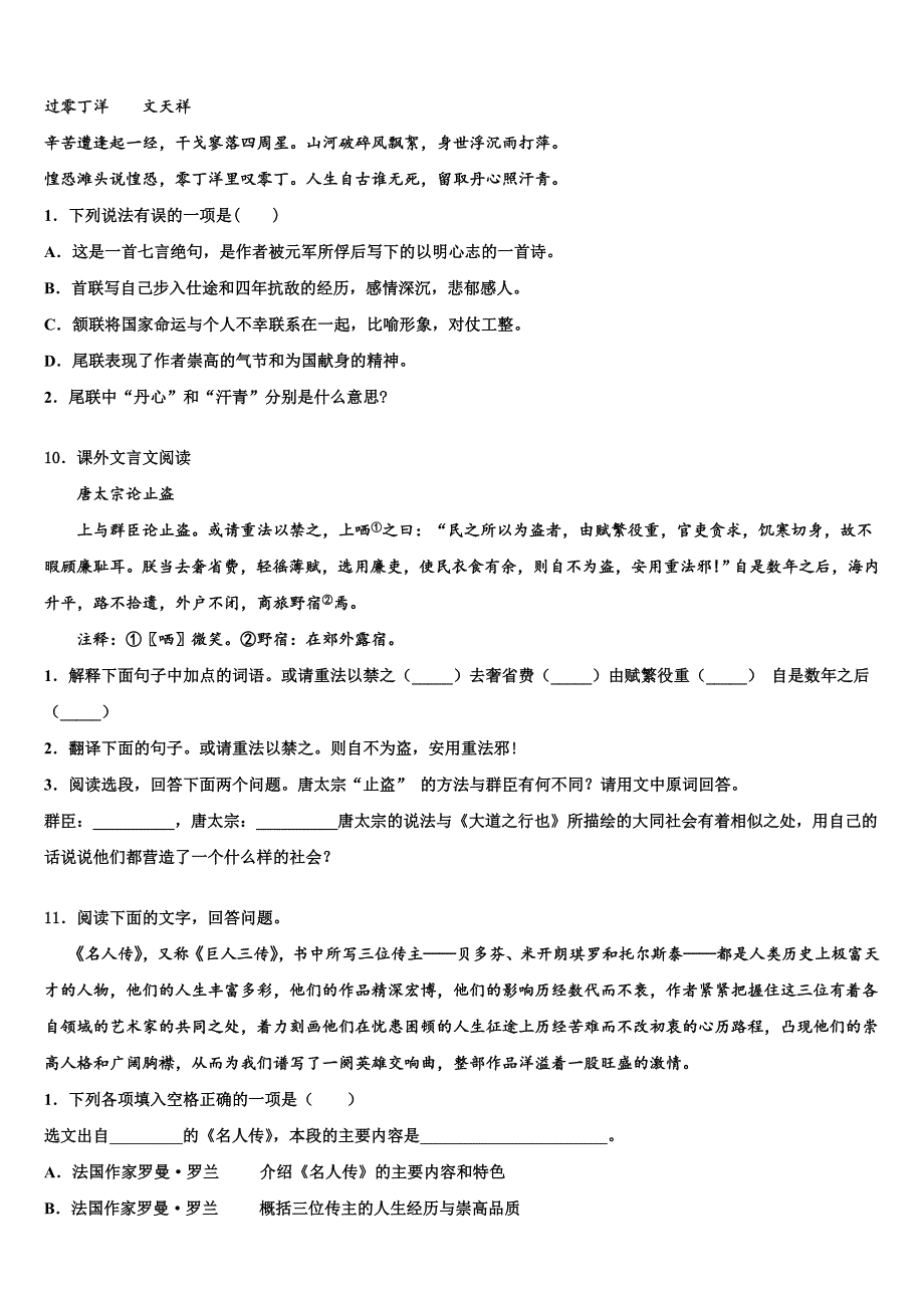 2022-2023学年海南省临高县临高中学中考三模语文试题含解析_第4页