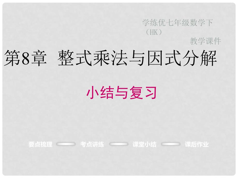 七年级数学下册 8 整式乘法与因式分解小结与复习课件 （新版）沪科版_第1页