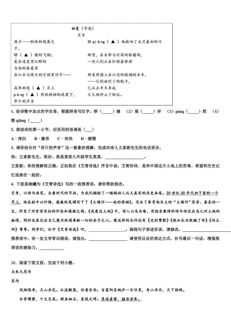 2022-2023学年广西百色市德保县中考二模语文试题含解析_第4页