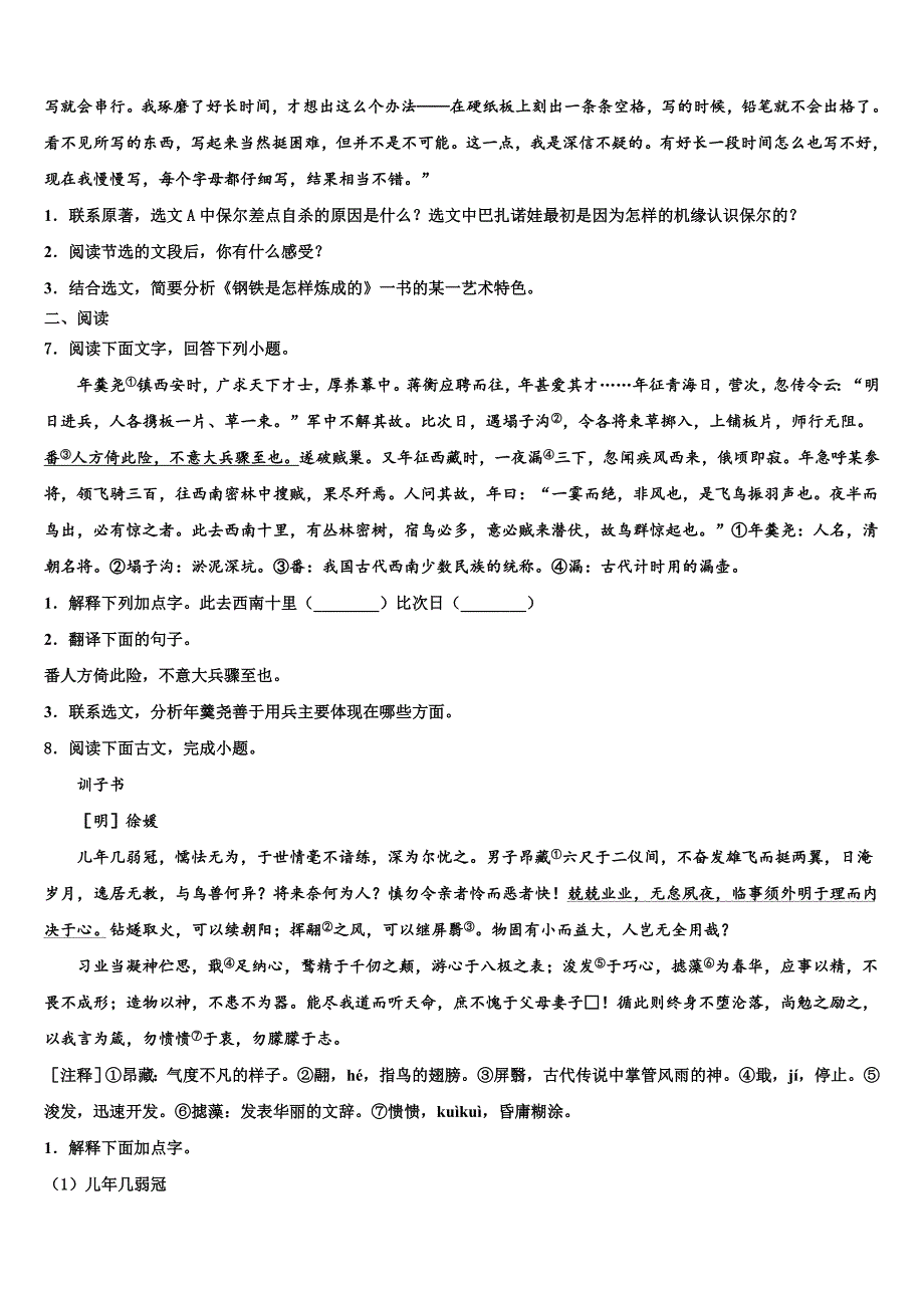 2022-2023学年广东省湛江二中学港城中学中考五模语文试题含解析_第3页