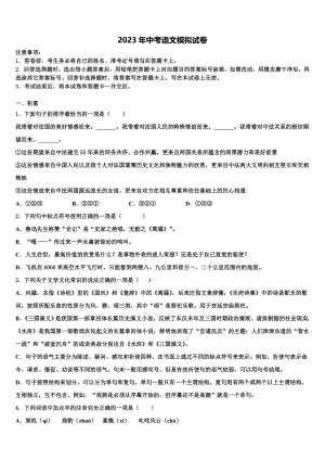 2022-2023学年广西崇左市天等县达标名校中考押题语文预测卷含解析