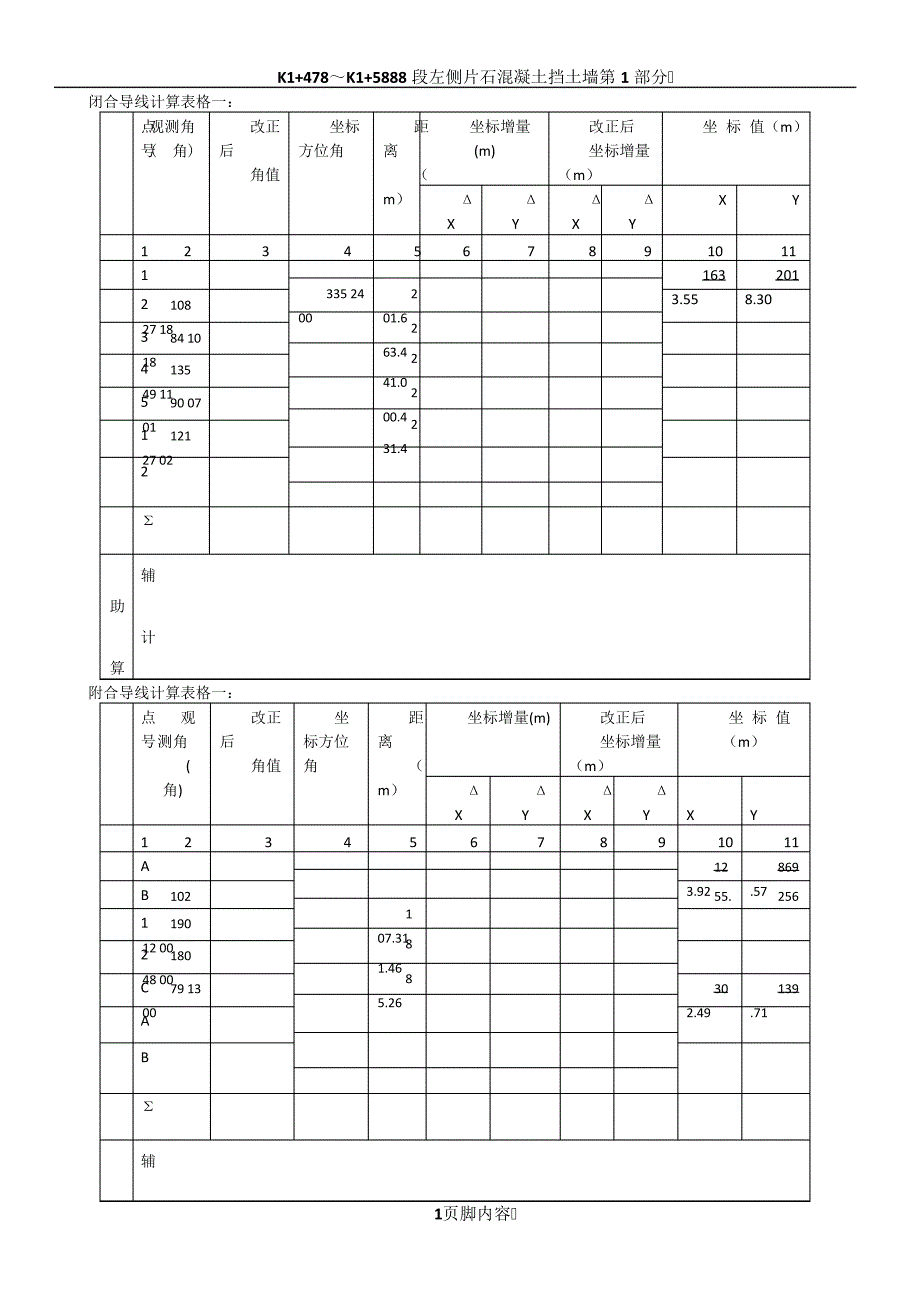 闭合导线计算表格一_第1页