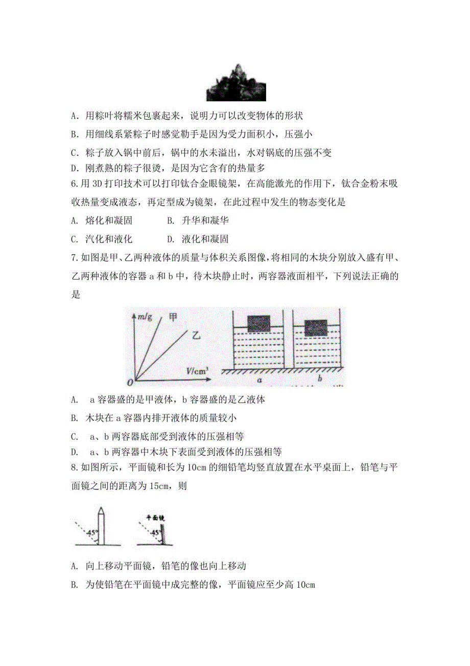 江苏省泰州市2021年中考模拟物理试卷（含答案）_第2页