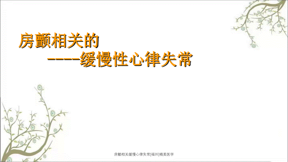 房颤相关缓慢心律失常福州精美医学课件_第1页