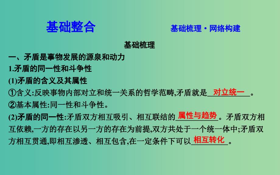 2019届高考政治第一轮复习 第三单元 思想方法与创新意识 第九课 唯物辩证法的实质与核心课件 新人教版必修4.ppt_第2页