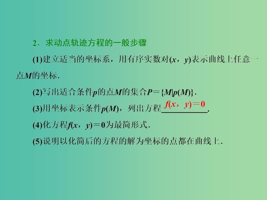 高考数学一轮复习第九章解析几何第七节曲线与方程实用课件理.ppt_第5页