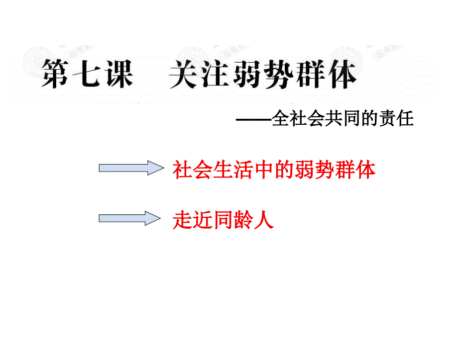 教科版九年级思想品德第七课《关注弱势群体》课件_第2页