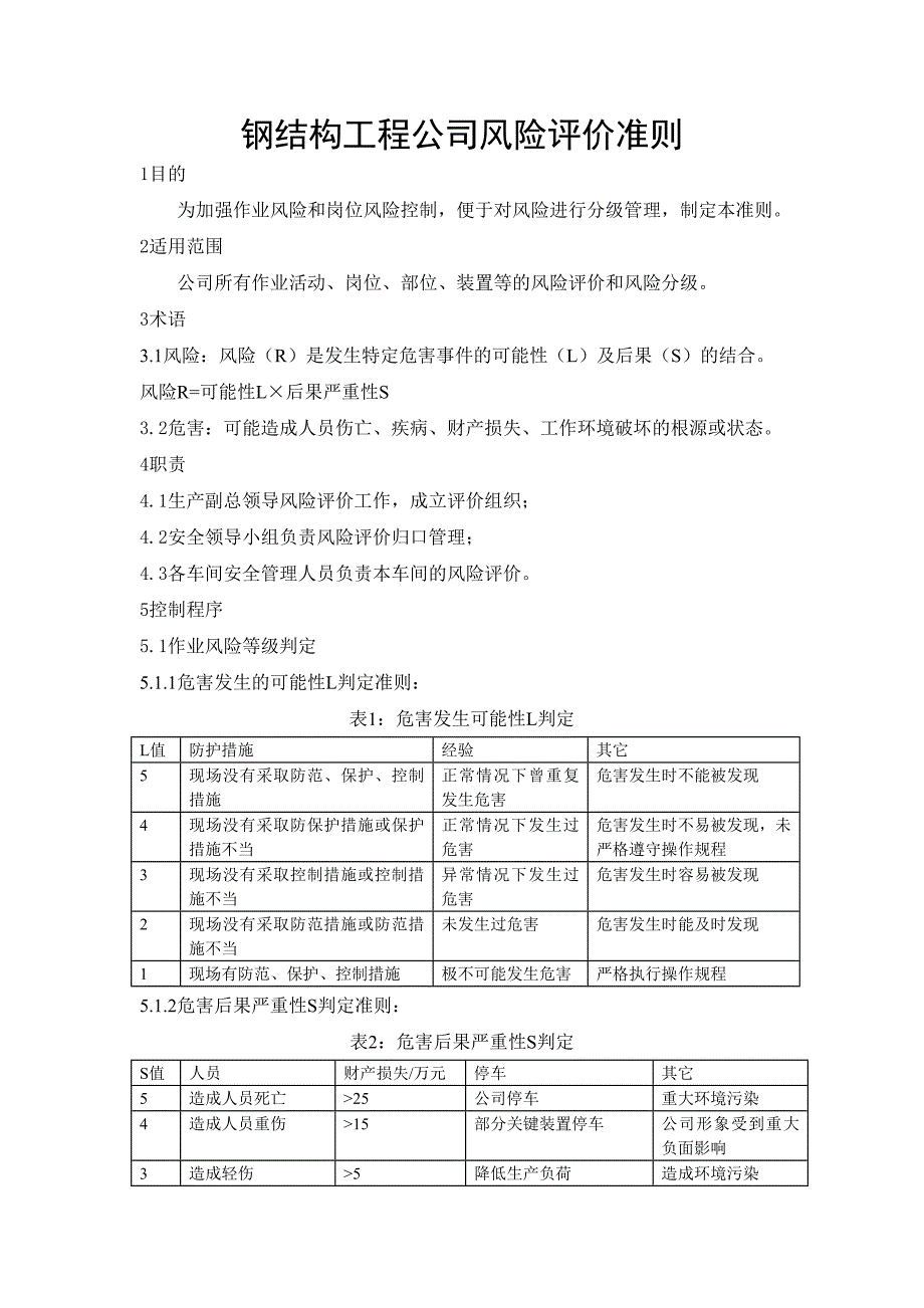 钢结构工程公司风险评价准则_第1页