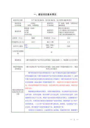 年產(chǎn)BV線200噸架空線500噸電力電纜1000噸項目環(huán)評影響報告