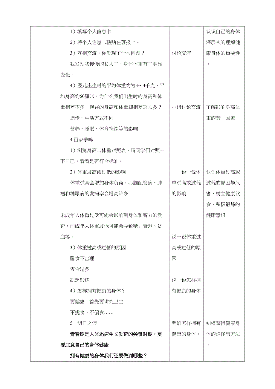 第九课 第一节 认识我们的身体 教案 京教版心理健康教育五年级_第2页