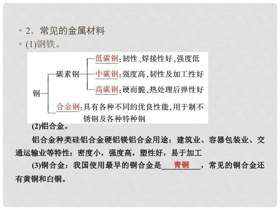 高考化学一轮复习 第3章 金属及其化合物 第4讲 用途广泛的金属材料 开发利用金属矿物课件 新人教版_第5页