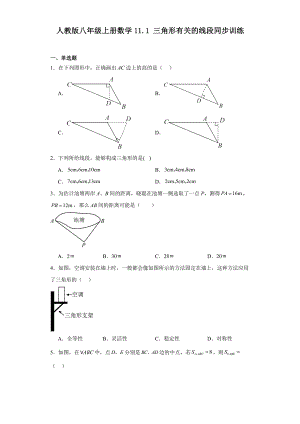 人教版八年级上册数学11.1 三角形有关的线段同步训练