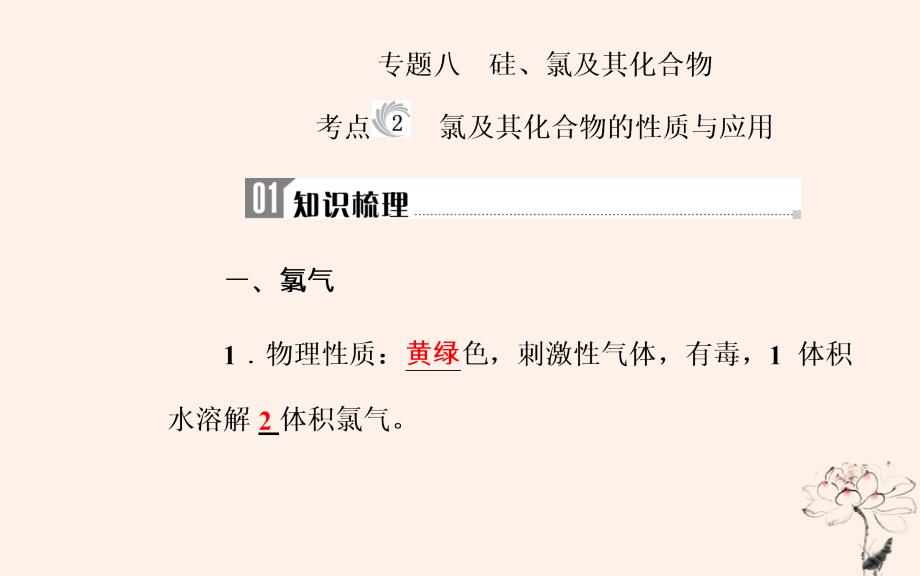 2022-2023学年高中化学学业水平测试复习 第四章 非金属及其化合物 专题八 硅、氯及其化合物 考点2 氯及其化合物的性质与应用优质课件优质课件_第2页