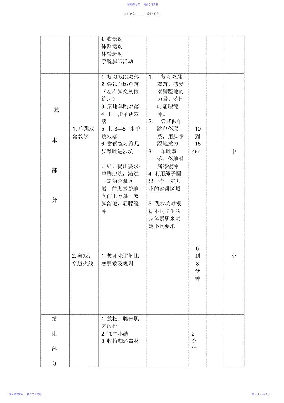 2022年《蹲踞式跳远》教学设计及教案_第4页