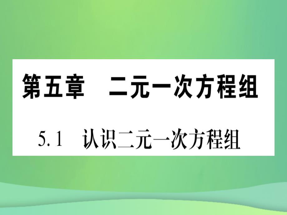 （江西专用）2022秋八年级数学上册 第5章 二元一次方程组 5.1 认识二元一次方程组作业优质课件 （新版）北师大版_第1页