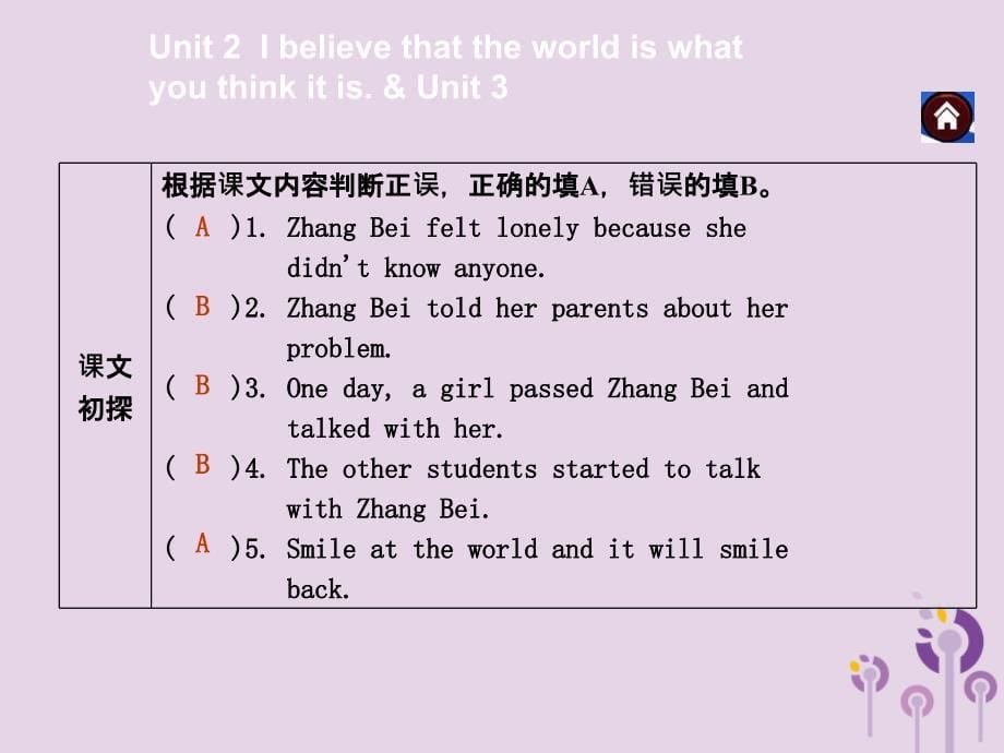 2019年春八年级英语下册 Module 9 Friendship Unit 2 I believe that the world is what you think it is &amp;amp; Unit 3课件 （新版）外研版_第5页