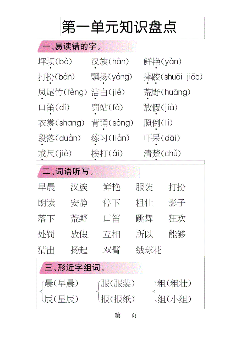 部编版语文三年级上册各单元知识盘点38912_第1页