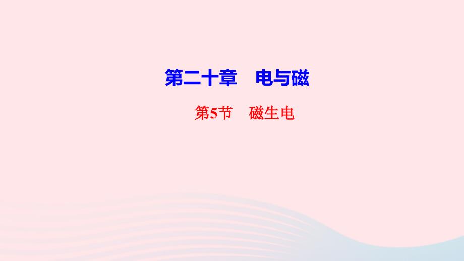 最新九年级物理全册第二十章电与磁第5节磁生电作业课件新人教版新人教版初中九年级全册物理课件_第1页