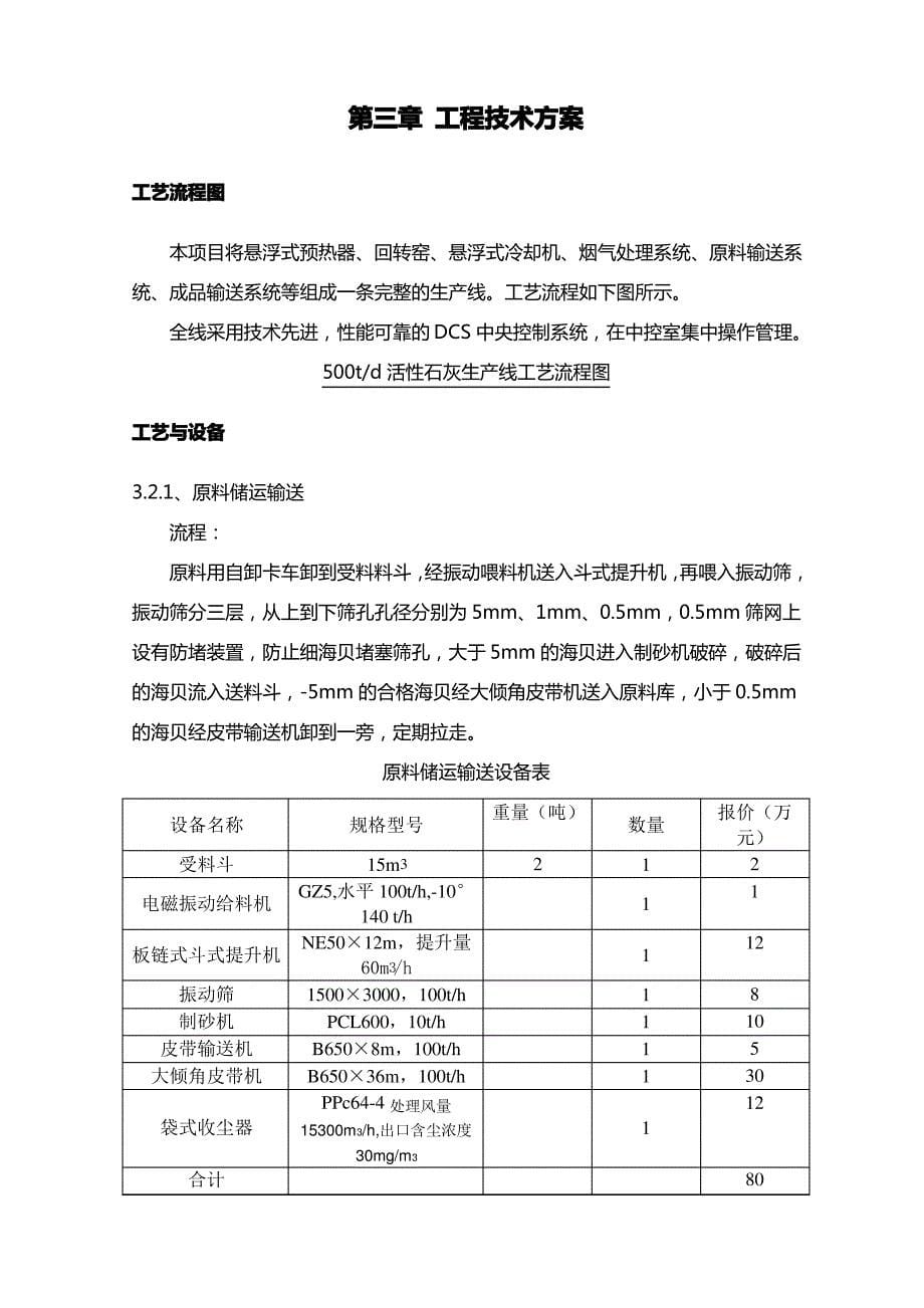 日产500吨活性石灰回转窑生产线设备表_第5页